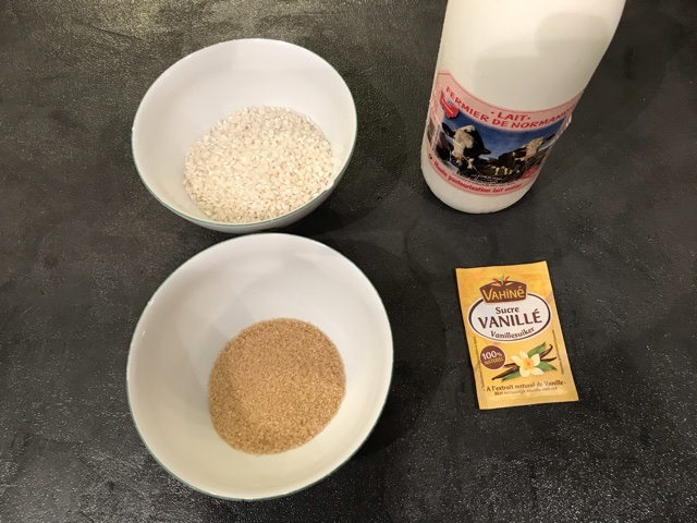 Ingrédients pour le riz au lait